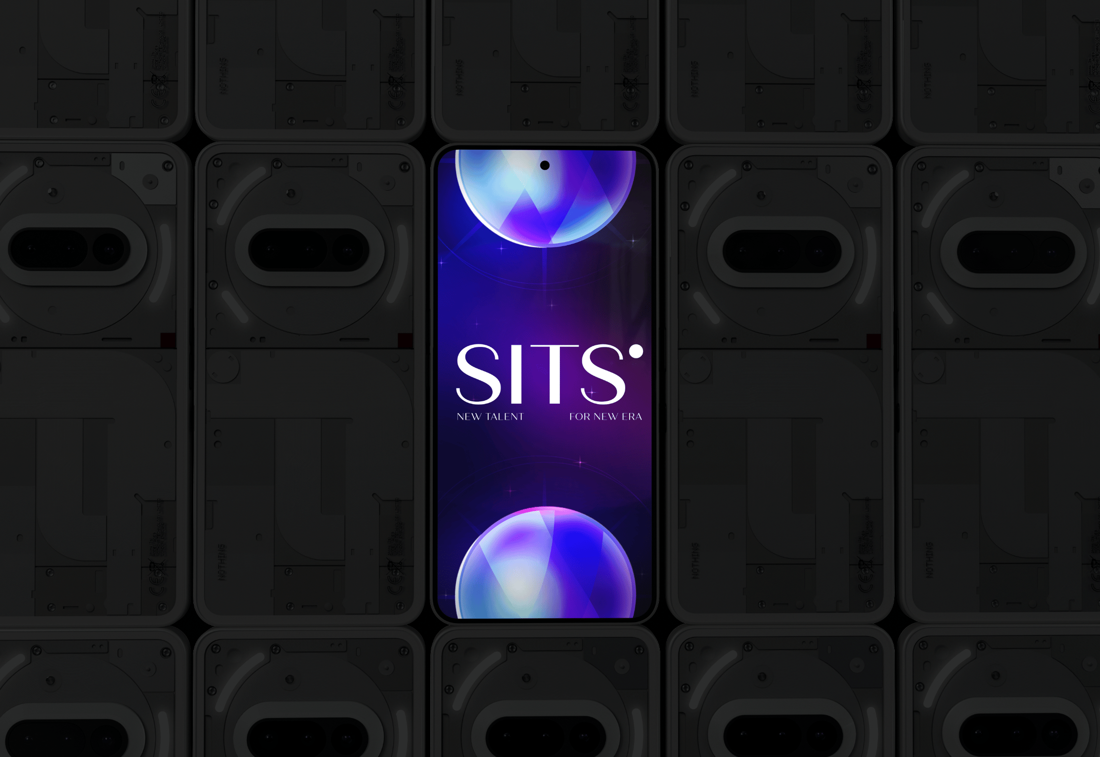 Graphic of a typography specimen showing the alphabet and numerals on top of a dark gray background.